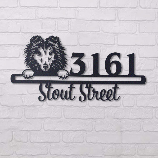Cute Shetland Sheepdog 2 Address Sign House Number Address Plaque Dog Lovers Gift