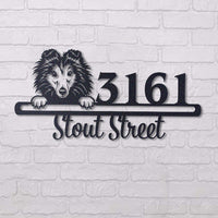 Cute Shetland Sheepdog 2 Address Sign House Number Address Plaque Dog Lovers Gift