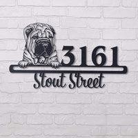 Thumbnail for Cute Chinese Shar Pei Address Sign House Number Address Plaque Dog Lovers Gift