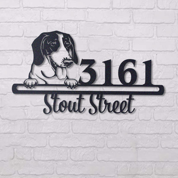 Cute American Foxhound  Address Sign, House Number Sign, Address Plaque, Dog Lovers Gift