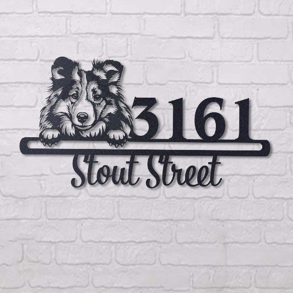 Cute Shetland Sheepdog 3 Address Sign House Number Address Plaque Dog Lovers Gift