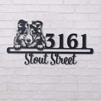 Thumbnail for Cute Shetland Sheepdog 3 Address Sign House Number Address Plaque Dog Lovers Gift