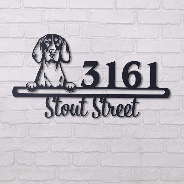 Cute American English Coonhound  Address Sign, House Number Sign, Address Plaque, Dog Lovers Gift