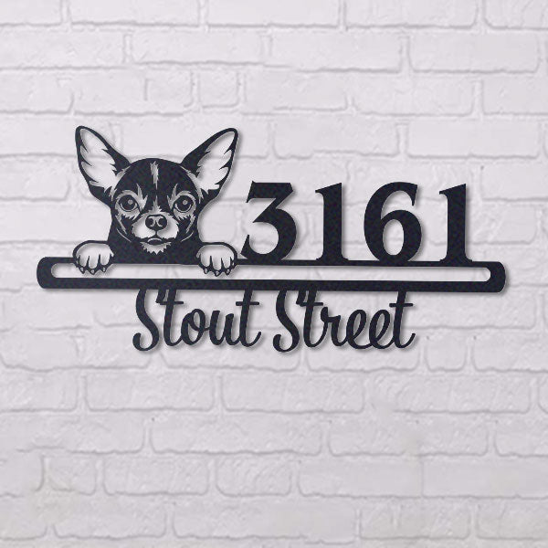 Cute Chihuahua Address Sign House Number Address Plaque Dog Lovers Gift