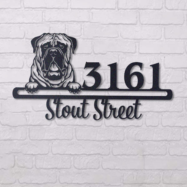 Cute Mastif Address Sign, House Number Sign, Address Plaque, Dog Lovers Gift