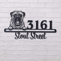 Cute Mastif Address Sign, House Number Sign, Address Plaque, Dog Lovers Gift