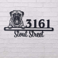 Thumbnail for Cute Mastif    Address Sign, House Number Sign, Address Plaque, Dog Lovers Gift