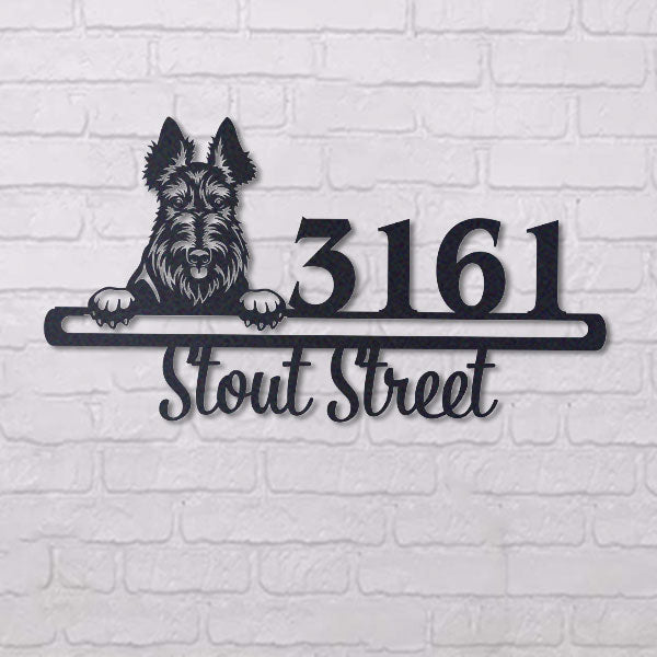 Cute Scottie Address Sign House Number Address Plaque Dog Lovers Gift
