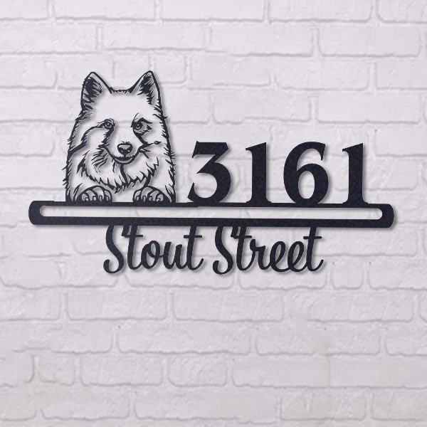 Cute American Eskimo Dog  Address Sign, House Number Sign, Address Plaque, Dog Lovers Gift