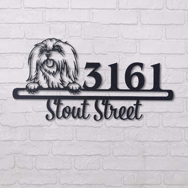 Cute Maltese 2    Address Sign, House Number Sign, Address Plaque, Dog Lovers Gift