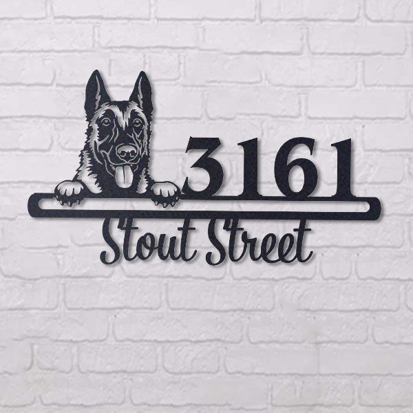 Cute Malinois 2    Address Sign, House Number Sign, Address Plaque, Dog Lovers Gift