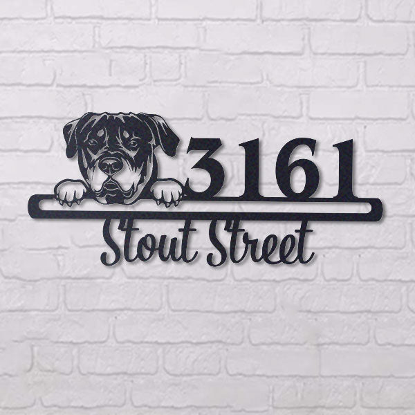 Cute Rottweiler 2 Address Sign House Number Address Plaque Dog Lovers Gift