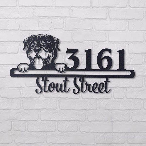 Cute Rottweiler Address Sign House Number Address Plaque Dog Lovers Gift