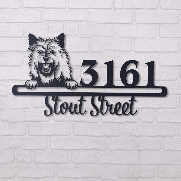 Cute Cairn Terrier    Address Sign, House Number Sign, Address Plaque, Dog Lovers Gift
