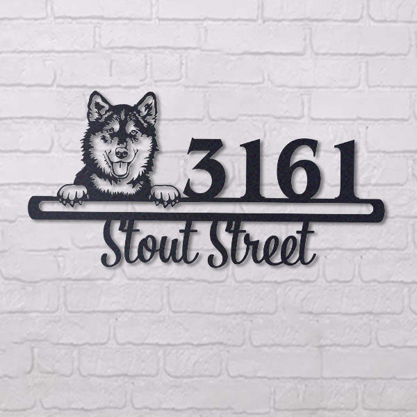 Cute Alaskan Malamute 2  Address Sign, House Number Sign, Address Plaque, Dog Lovers Gift