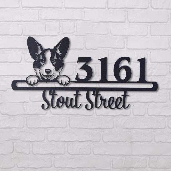 Cute Cadigan Welsh Corgi    Address Sign, House Number Sign, Address Plaque, Dog Lovers Gift