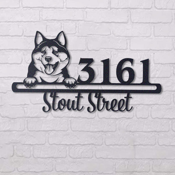 Cute Akita  Address Sign, House Number Sign, Address Plaque, Dog Lovers Gift