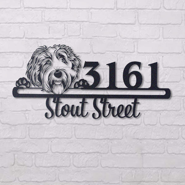 Cute Labradoodle    Address Sign, House Number Sign, Address Plaque, Dog Lovers Gift