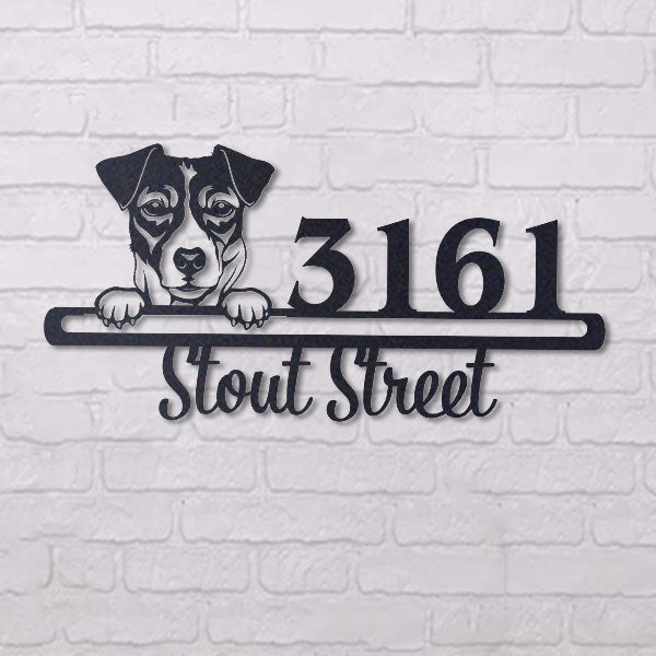 Cute Jack Russell    Address Sign, House Number Sign, Address Plaque, Dog Lovers Gift