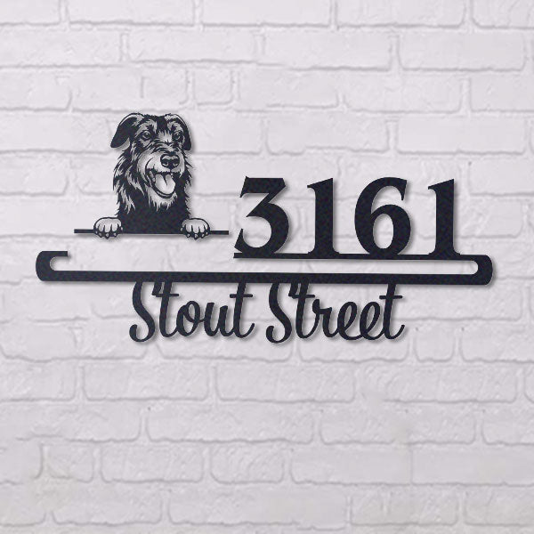 Cute Irish Wolfhound    Address Sign, House Number Sign, Address Plaque, Dog Lovers Gift