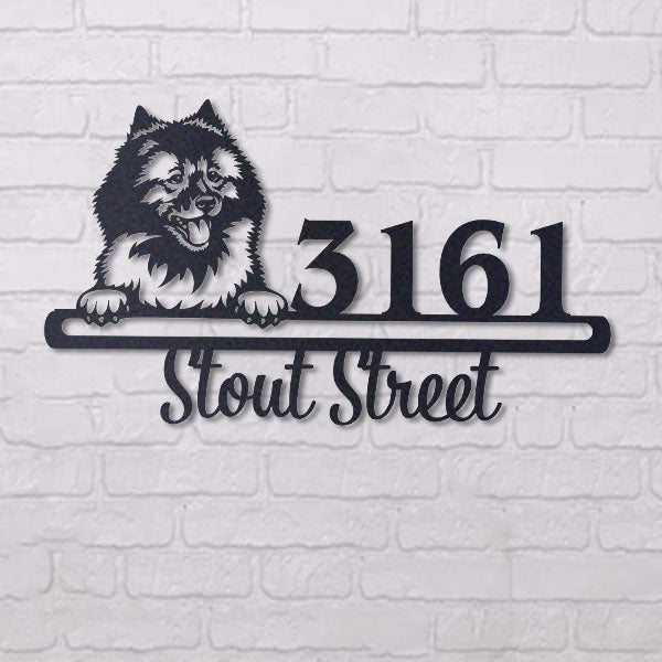 Cute Keeshond    Address Sign, House Number Sign, Address Plaque, Dog Lovers Gift