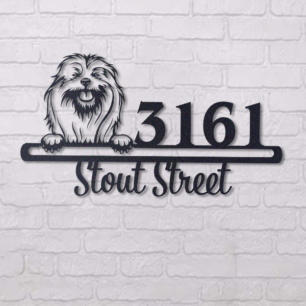 Cute Lhasa Apso    Address Sign, House Number Sign, Address Plaque, Dog Lovers Gift