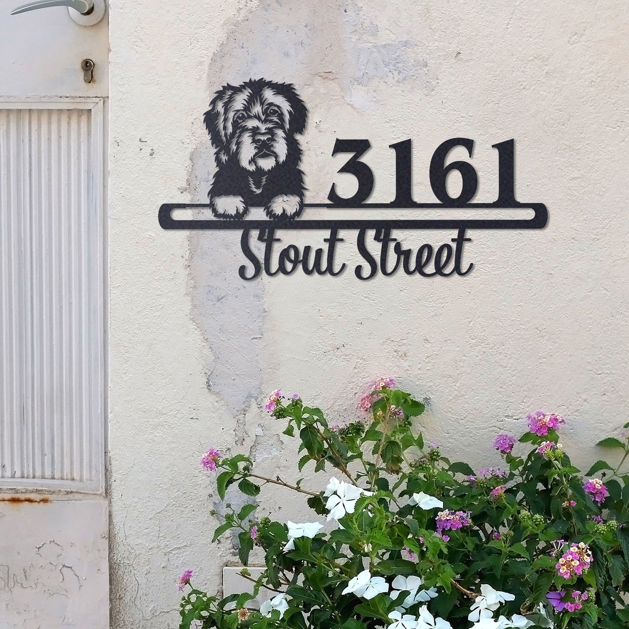 Cute Portuguese Water Dog 2 Address Sign, House Number Sign, Address Plaque, Dog Lovers Gift