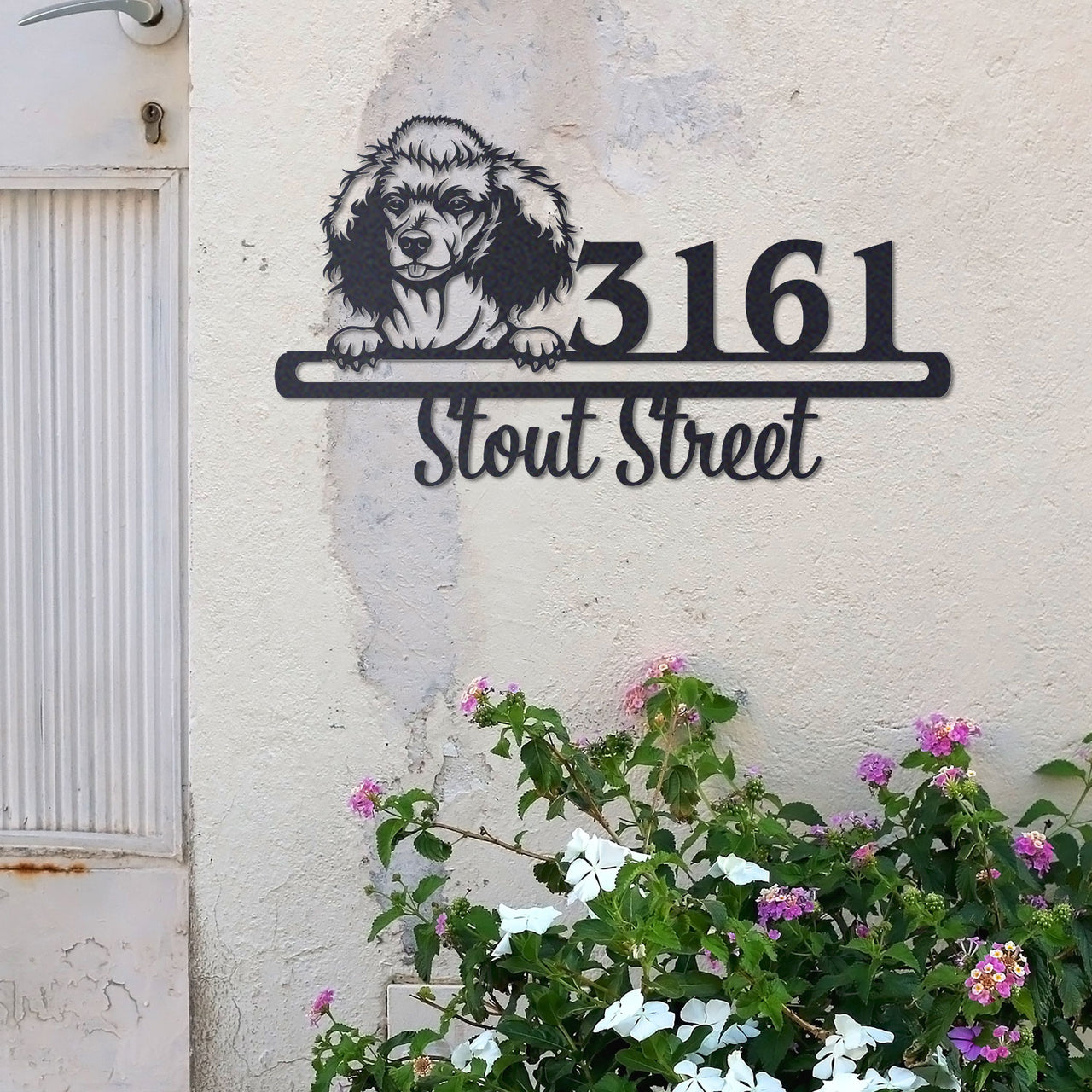 Cute Poodle Address Sign, House Number Sign, Address Plaque, Dog Lovers Gift
