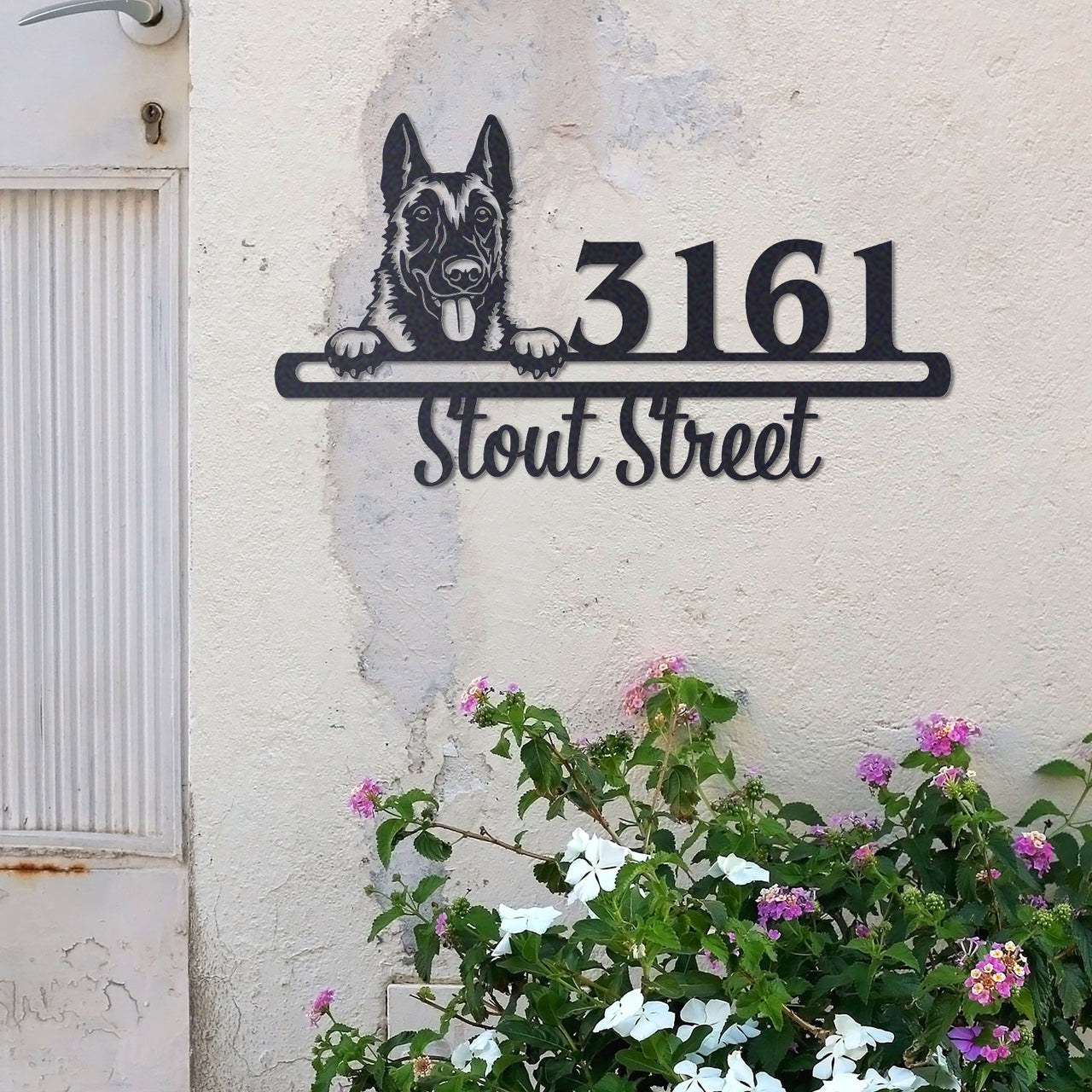 Cute German Shepherd Address Sign House Number Address Plaque Dog Lovers Gift