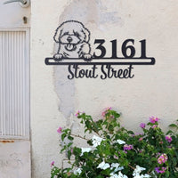Cute Black Bischon Frise Address Sign, House Number Sign, Address Plaque, Dog Lovers Gift