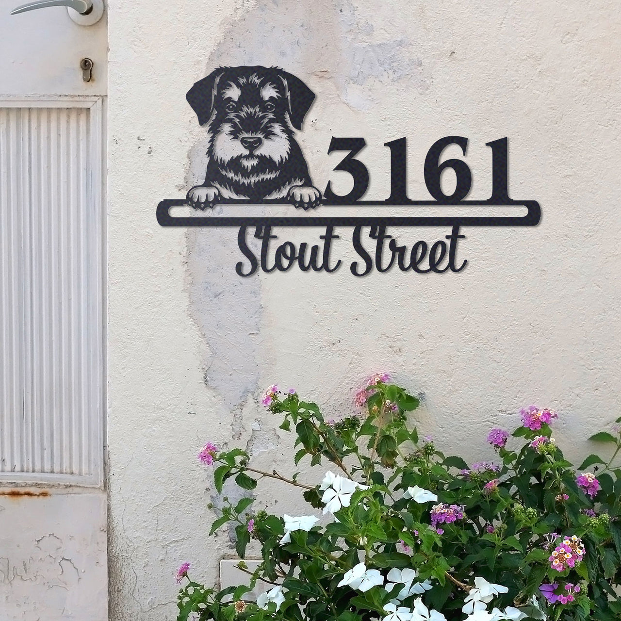 Cute Standard Schnauzer Address Sign House Number Address Plaque Dog Lovers Gift