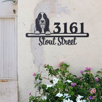 Cute Basset Hound Address Sign, House Number Sign, Address Plaque, Dog Lovers Gift