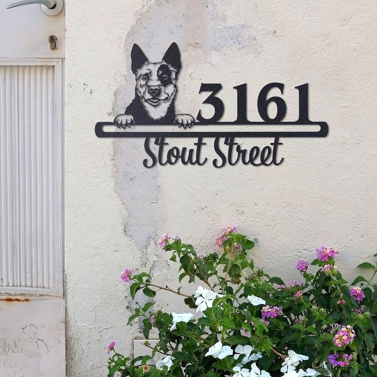 Cute Australian Cattle Dog  Address Sign, House Number Sign, Address Plaque, Dog Lovers Gift