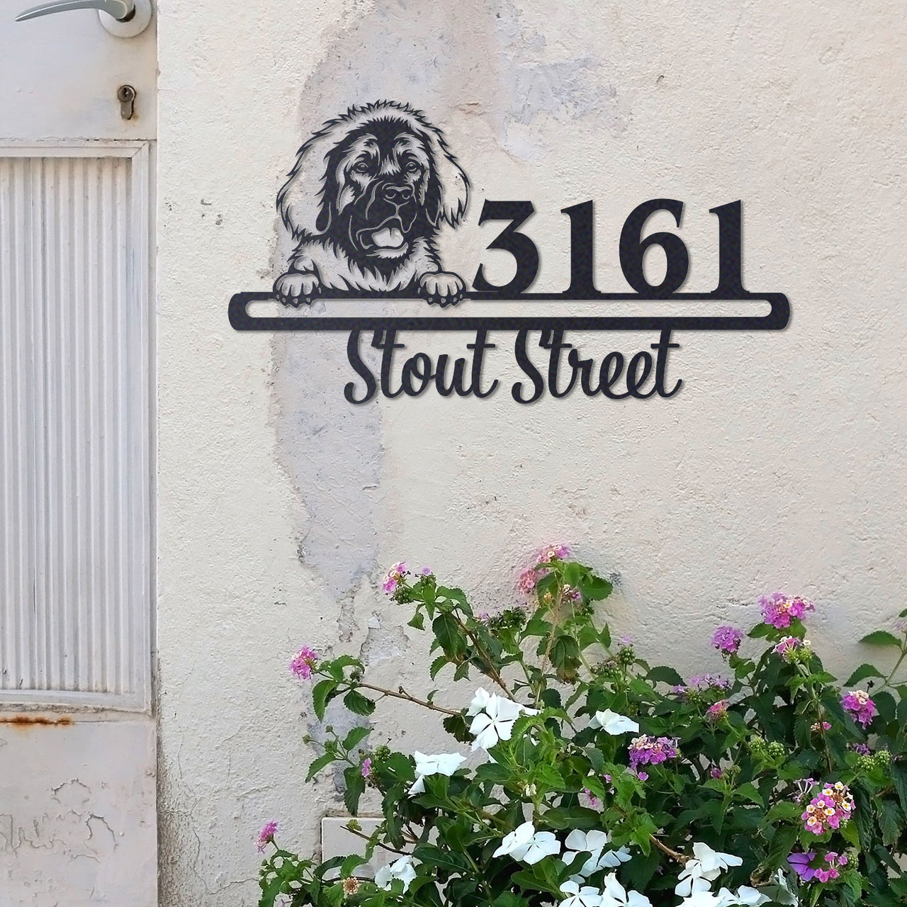 Cute Leonberger    Address Sign, House Number Sign, Address Plaque, Dog Lovers Gift