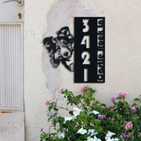 Thumbnail for Dog Lovers Custom Metal Address Sign Cute Cat With Vertical Number And Street Address