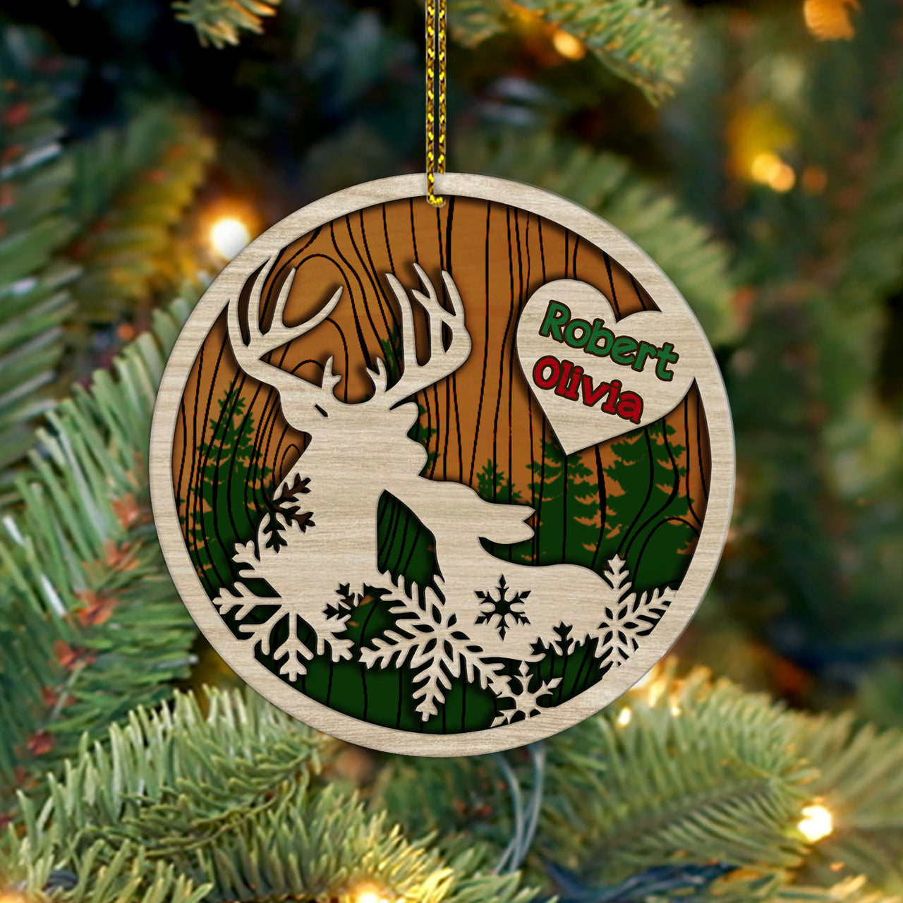 Hunting Lovers Two Layers Ornament Buck And Doe Christmas Gift