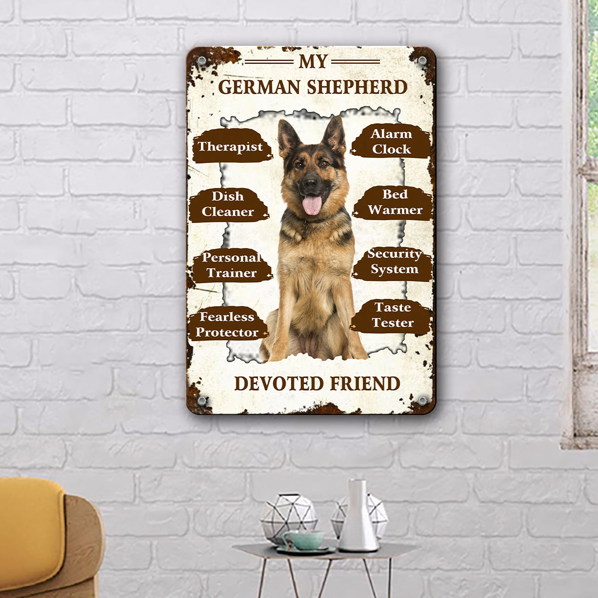 Dog Lovers Printed Metal Sign German Shepherd My Devoted Friend