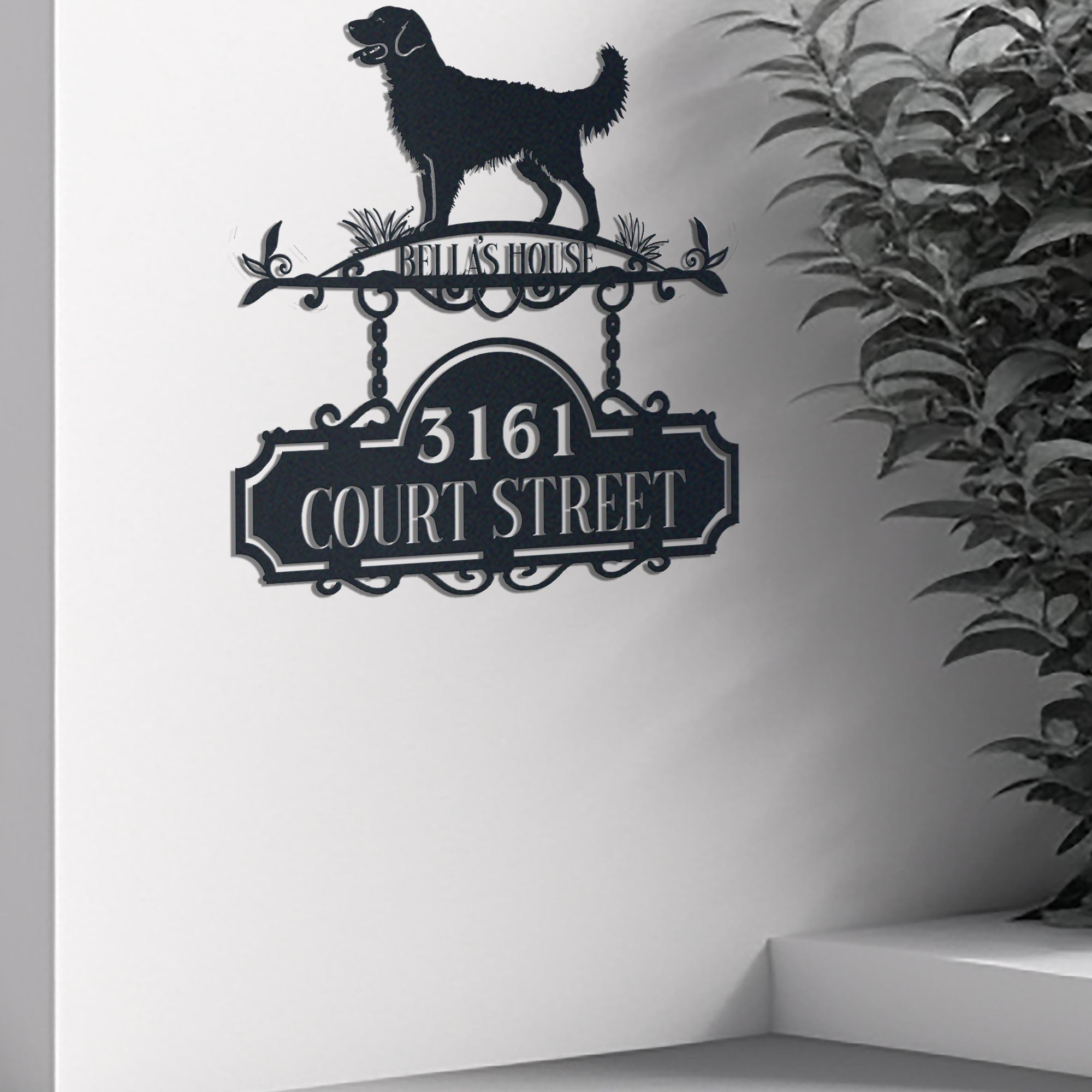 Dog's House  Address Sign, House Number Sign, Address Plaque, Dog Lovers Gift