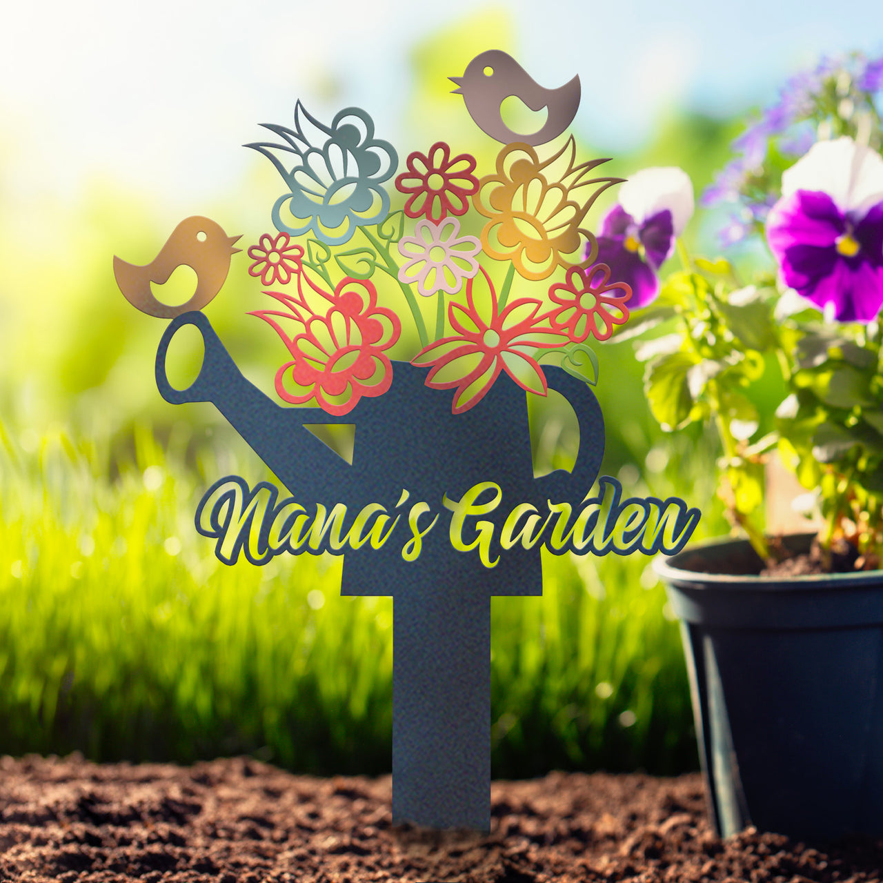 Family Color Metal Sign Garden Stake Nana's Garden Idea For Garden Decoration