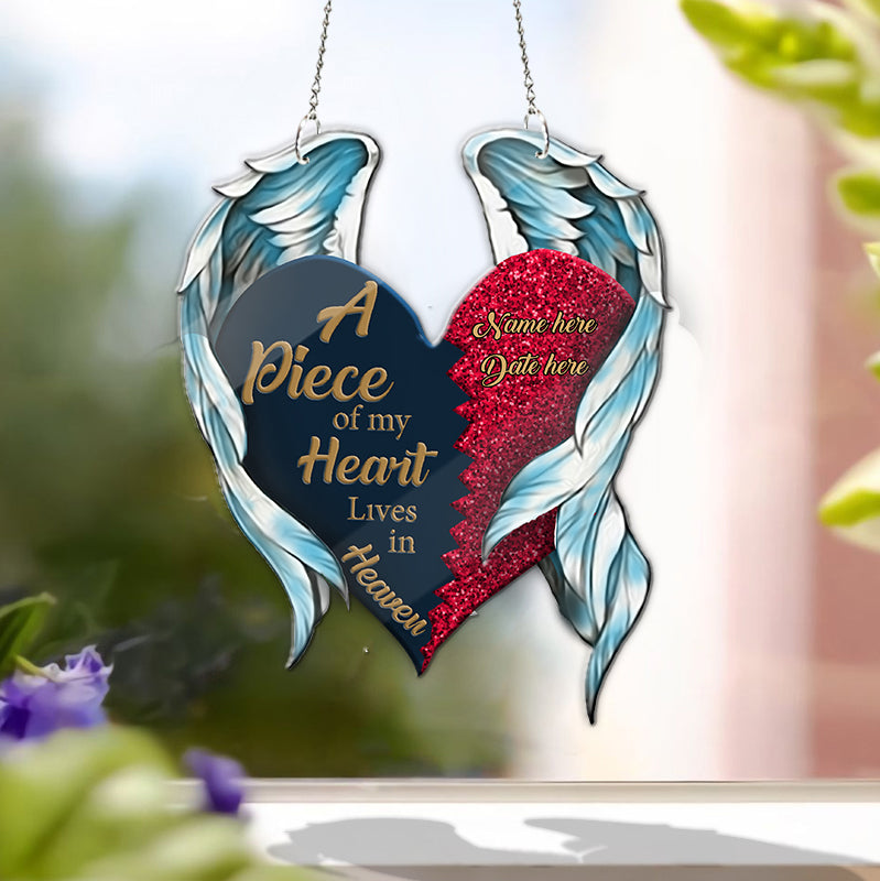Family Acrylic Window Decor In Loving Memory A Piece Of My Heart Lives In Heaven