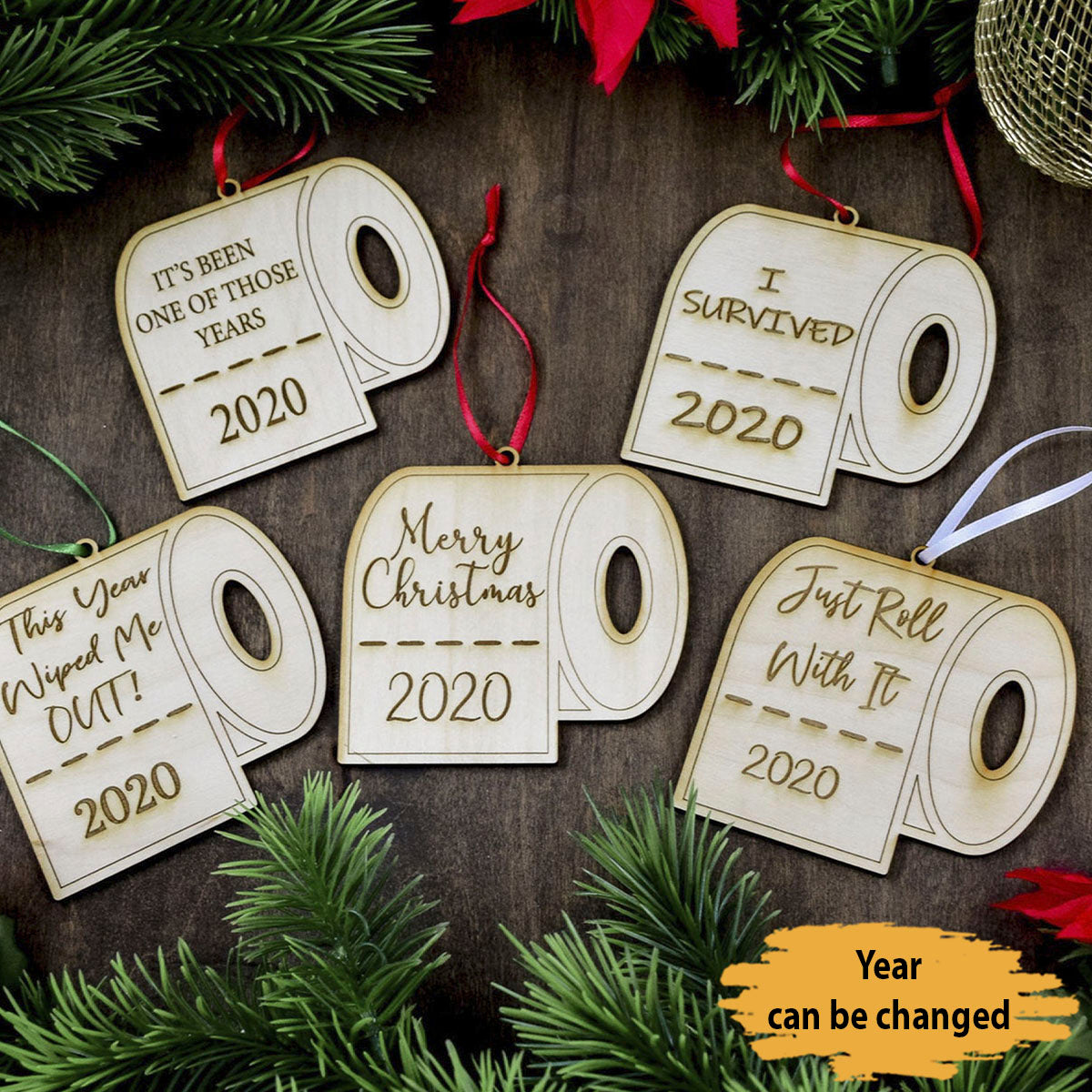 Christmas Ornament Pack 5pcs toilet paper shape