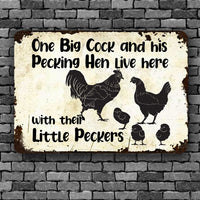 Thumbnail for Chicken Lovers Printed Metal Sign One Big Cock And His Pecking Hen Live Here