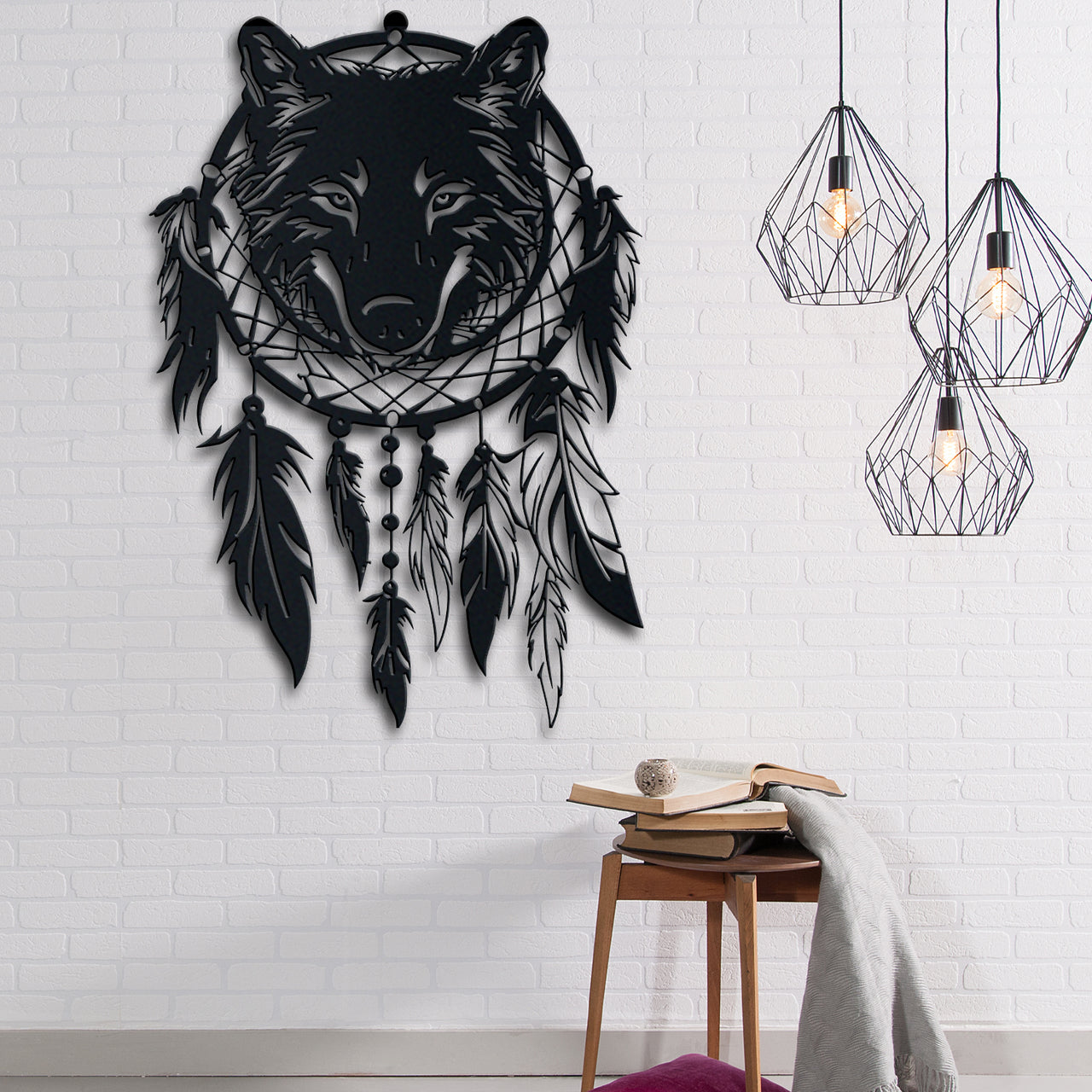 Dream Catcher Metal Sign Wolf Metal Decoration