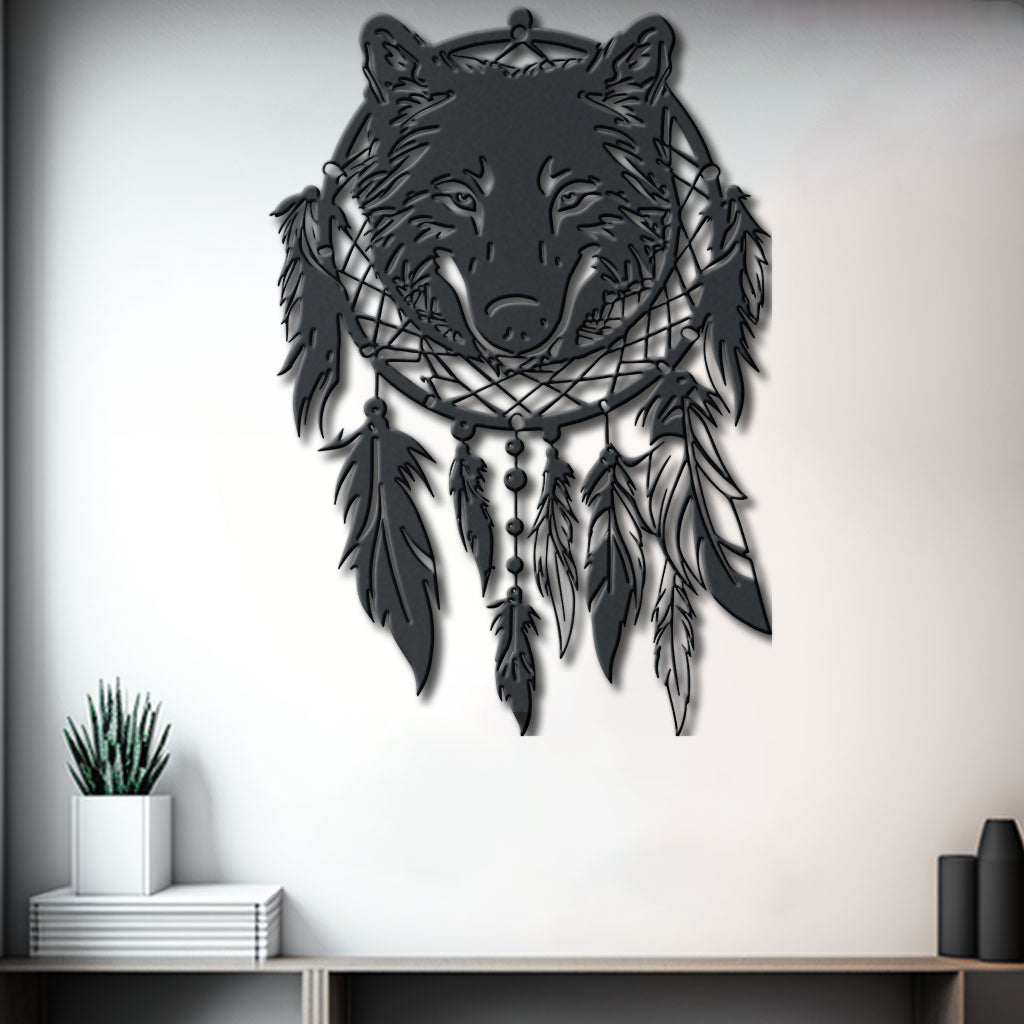 Dream Catcher Metal Sign Wolf Metal Decoration