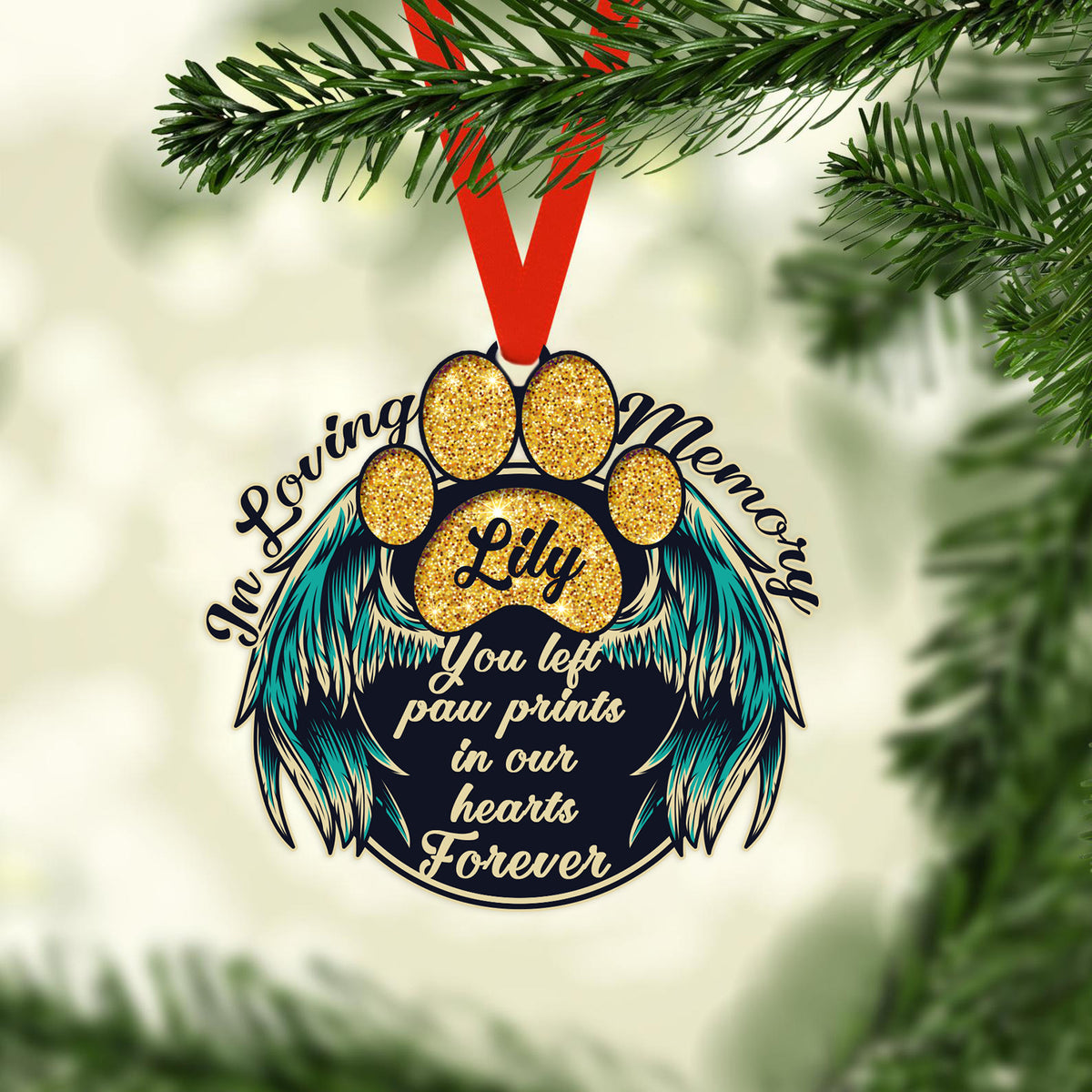 Personalized dog lovers christmas ornament with pet name